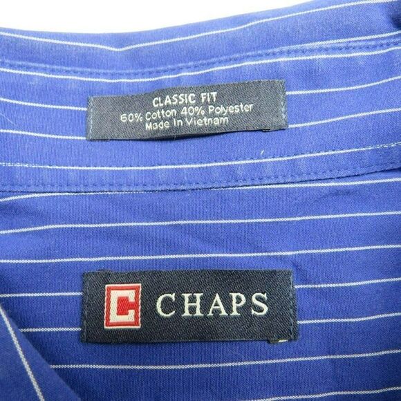 Chaps Button Up Shirt Men's Size16 34/35 Wrinkle Free Classic Fit Long Sleeve - Picture 3 of 8